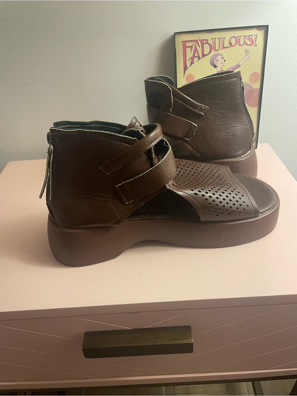 Brown Platform Open-Toe Sandal Boots